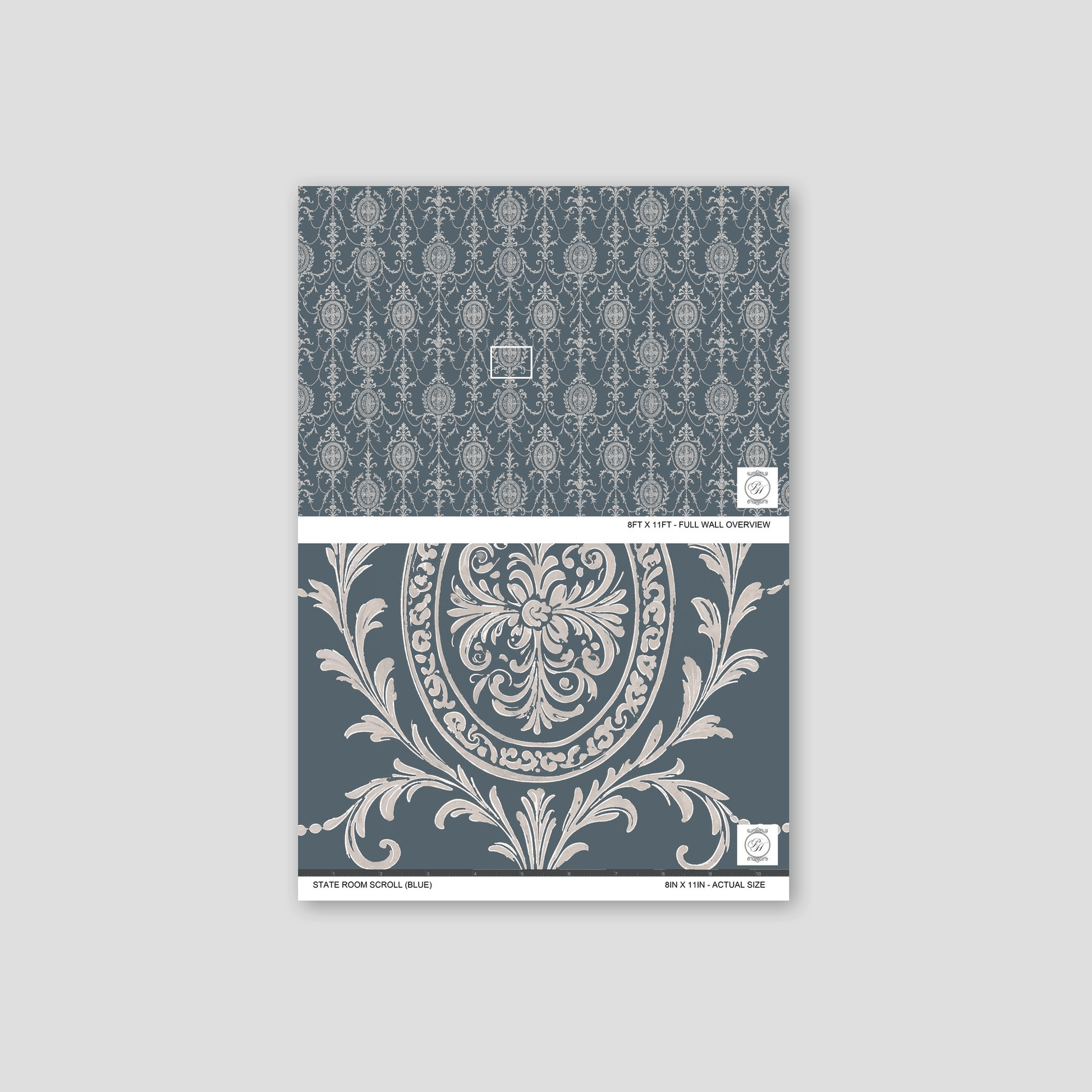 State Room Scroll (Blue) Wallpaper
