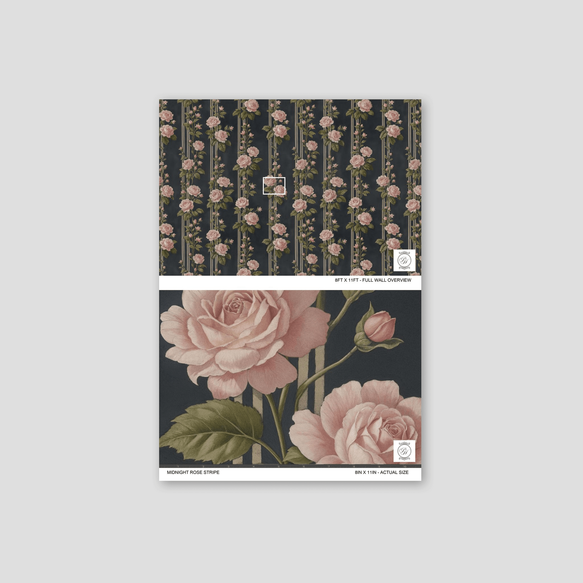 Midnight Rose Stripe Wallpaper