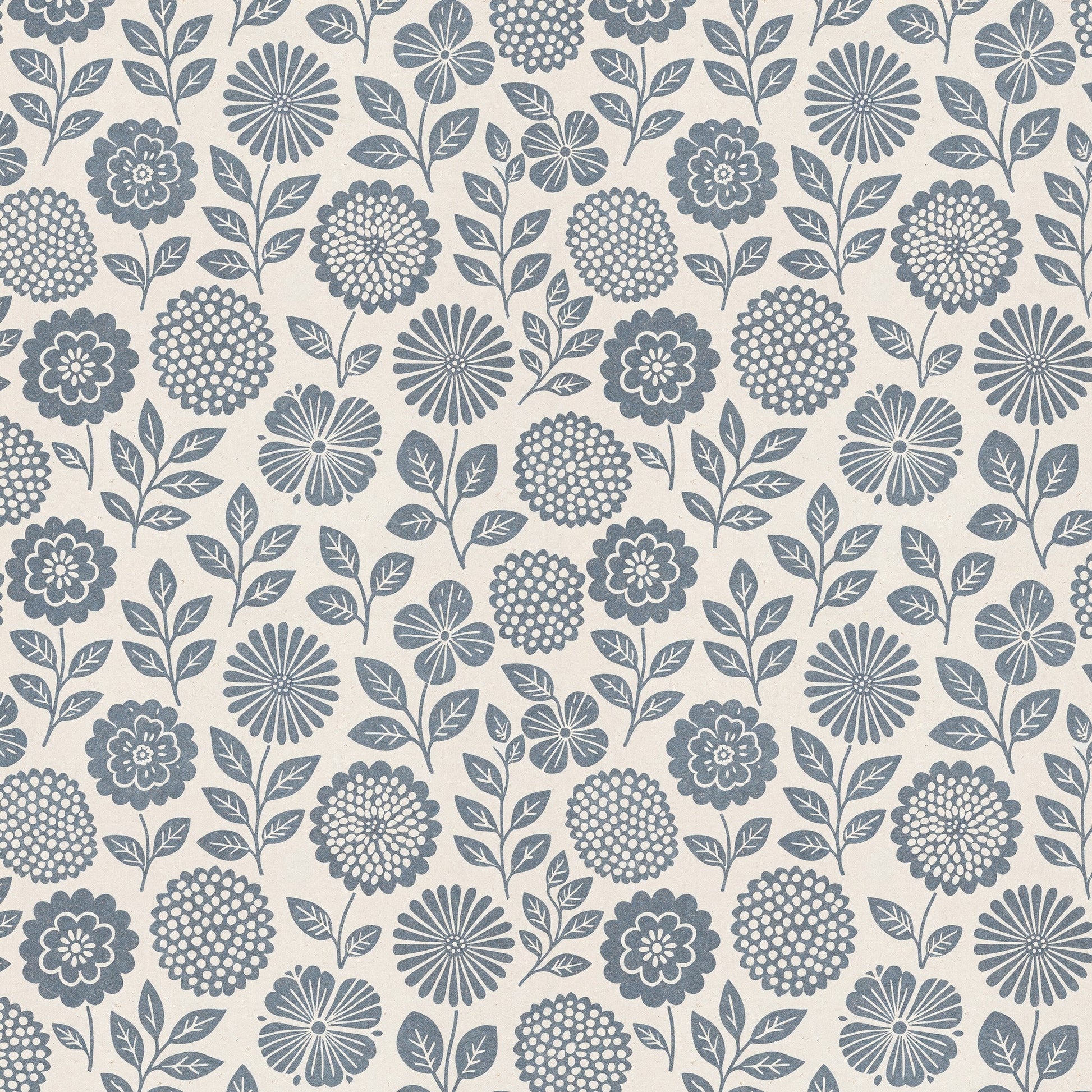 Folkflower (Blue) Wallpaper