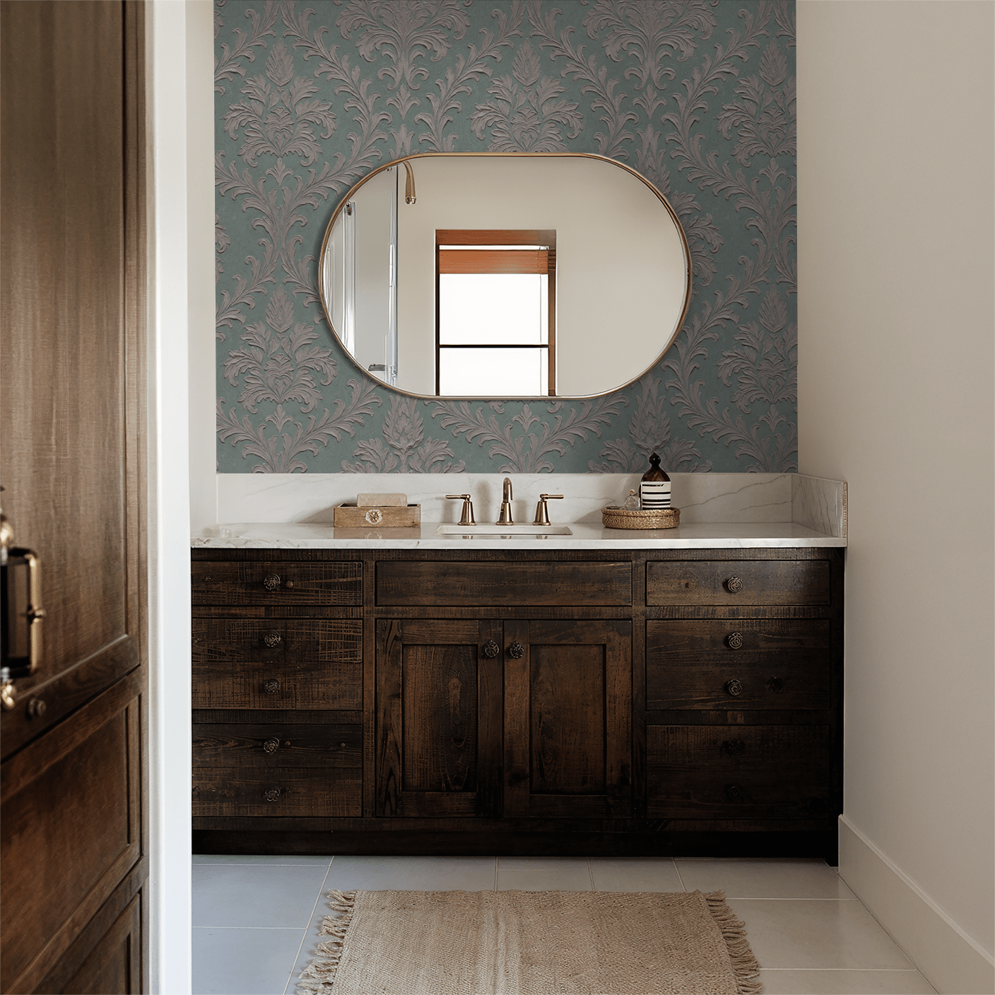 Daphne Brocade (Teal) Wallpaper
