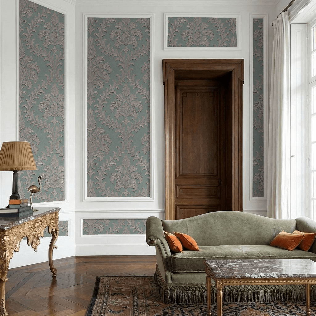 Daphne Brocade (Teal) Wallpaper