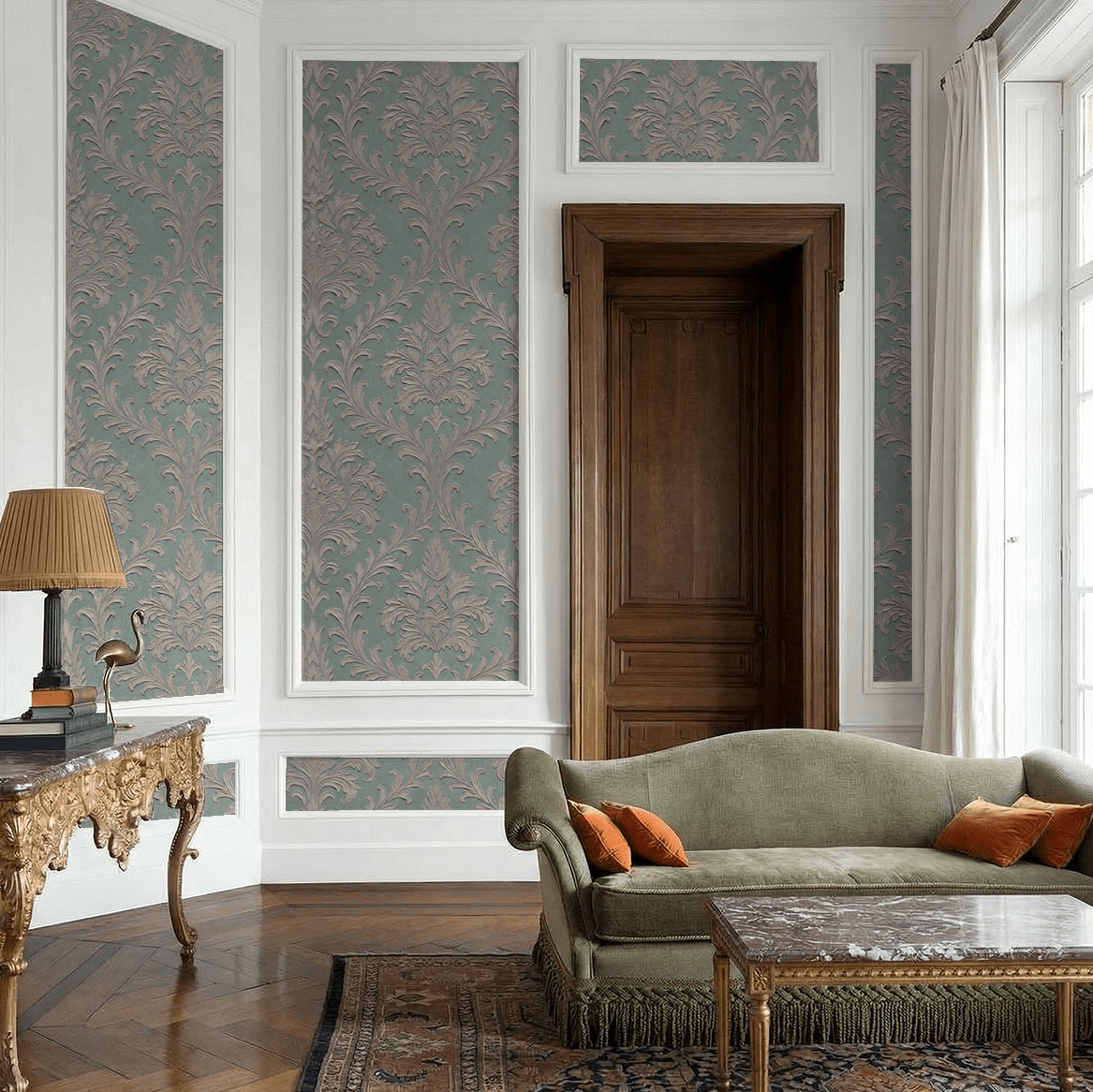 Daphne Brocade (Teal) Wallpaper