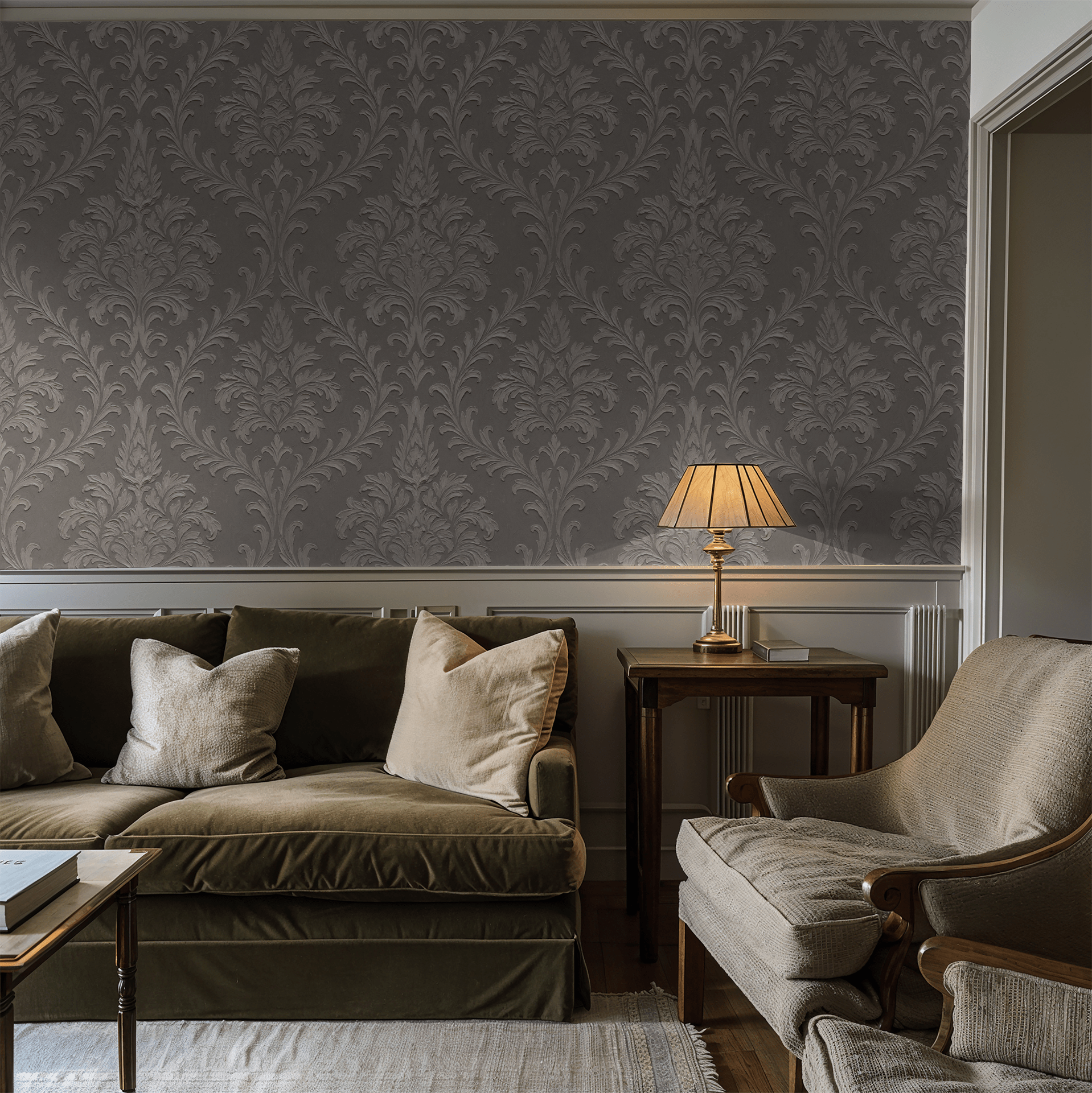 Daphne Brocade (Taupe) Wallpaper