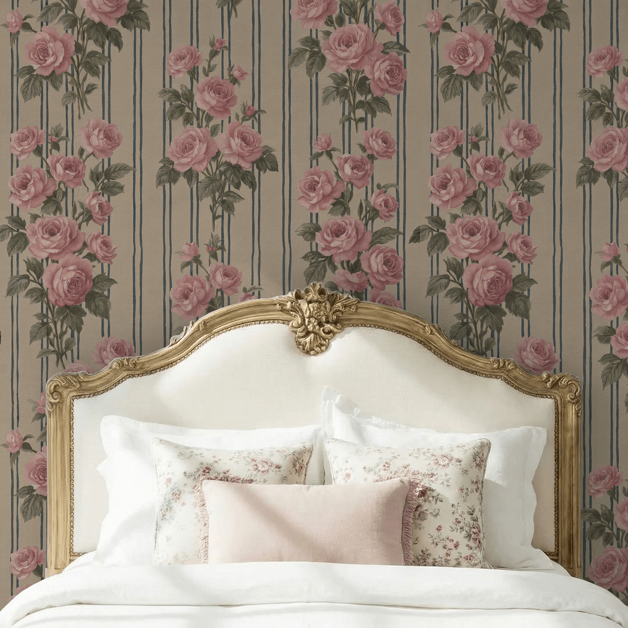 Heirloom Rose Stripe Wallpaper