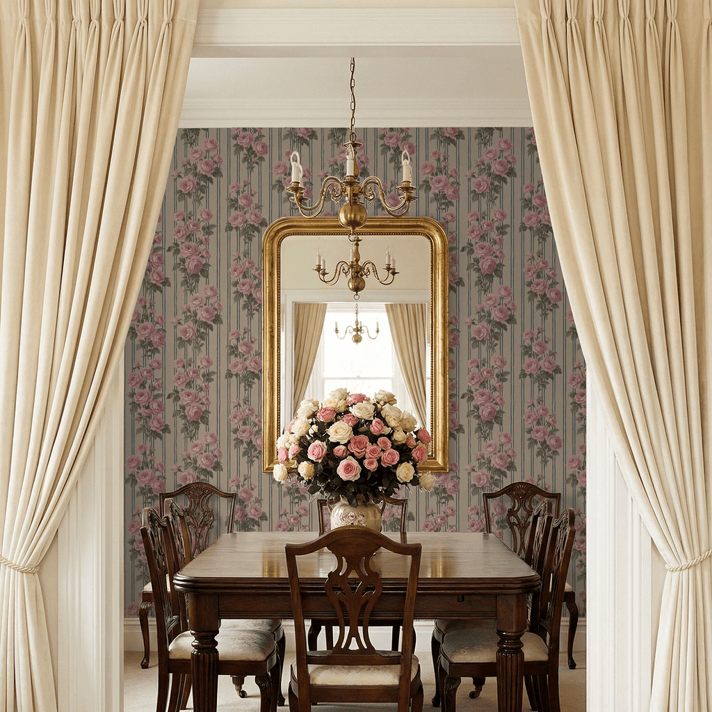Heirloom Rose Stripe Wallpaper