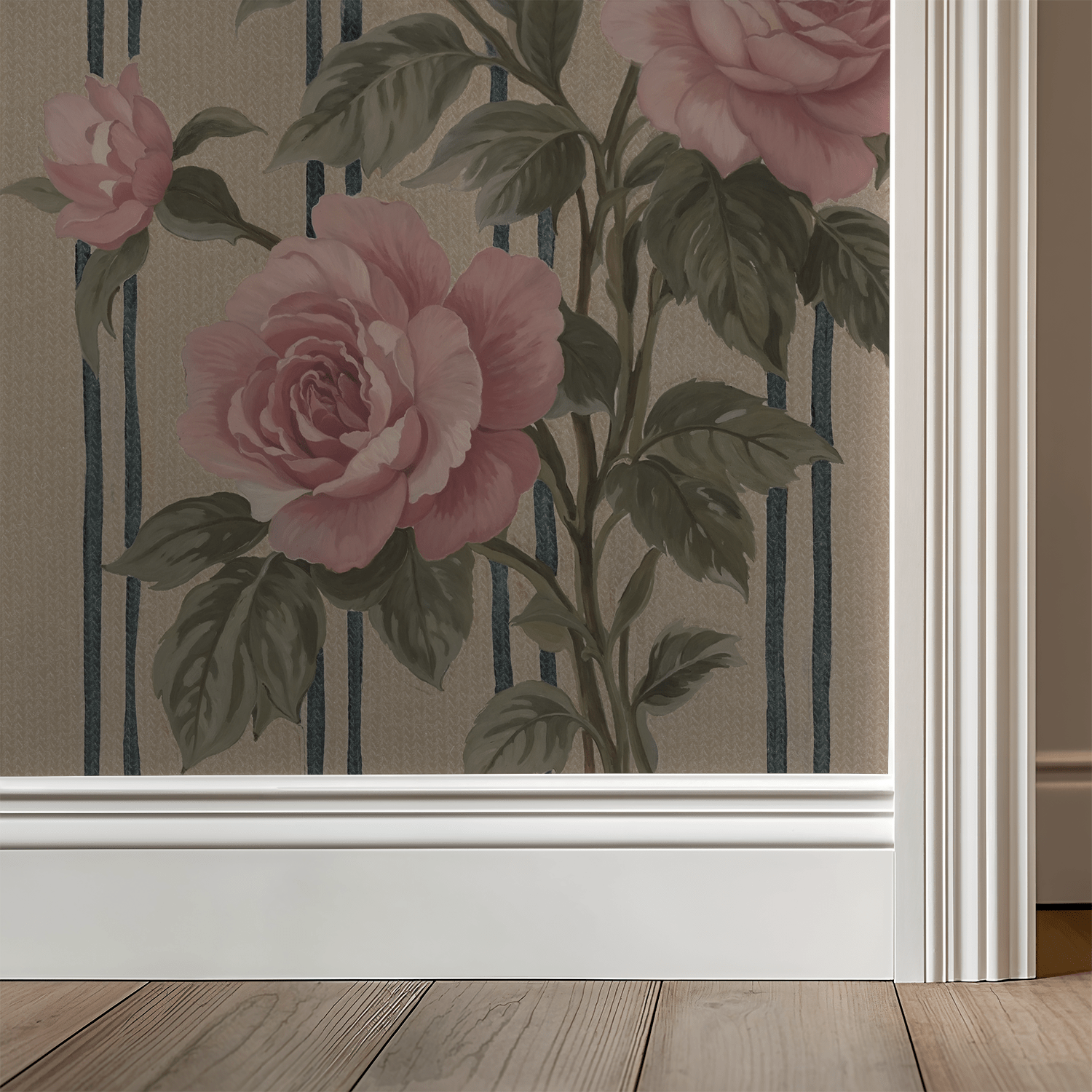 Heirloom Rose Stripe Wallpaper