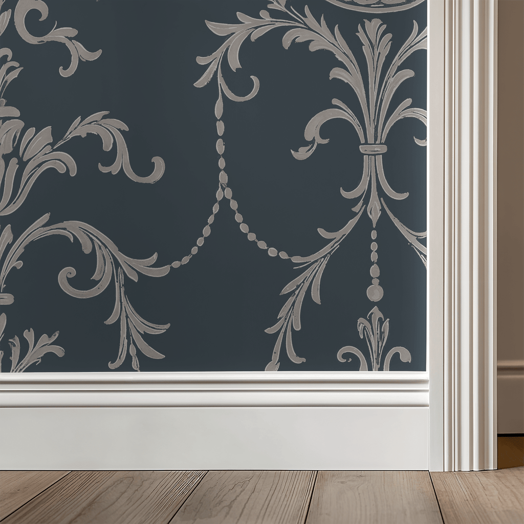 State Room Scroll (Blue) Wallpaper