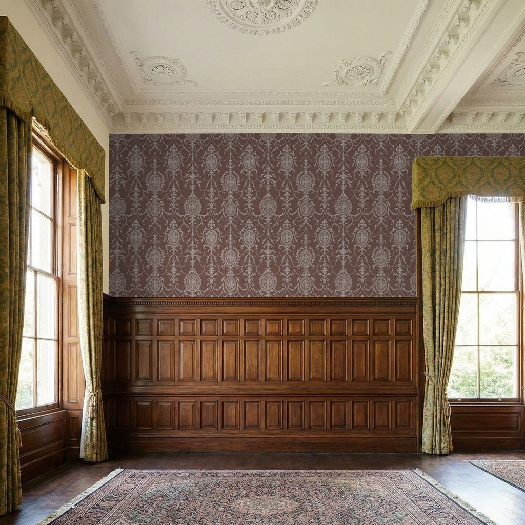 State Room Scroll (Mauve) Wallpaper