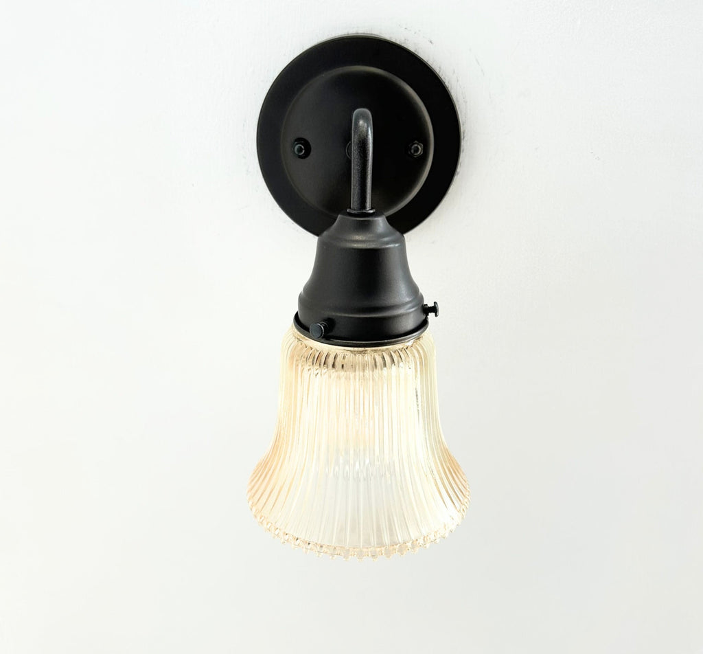 Amber Holophane Clear Glass Wall Sconce or Pendant Light
