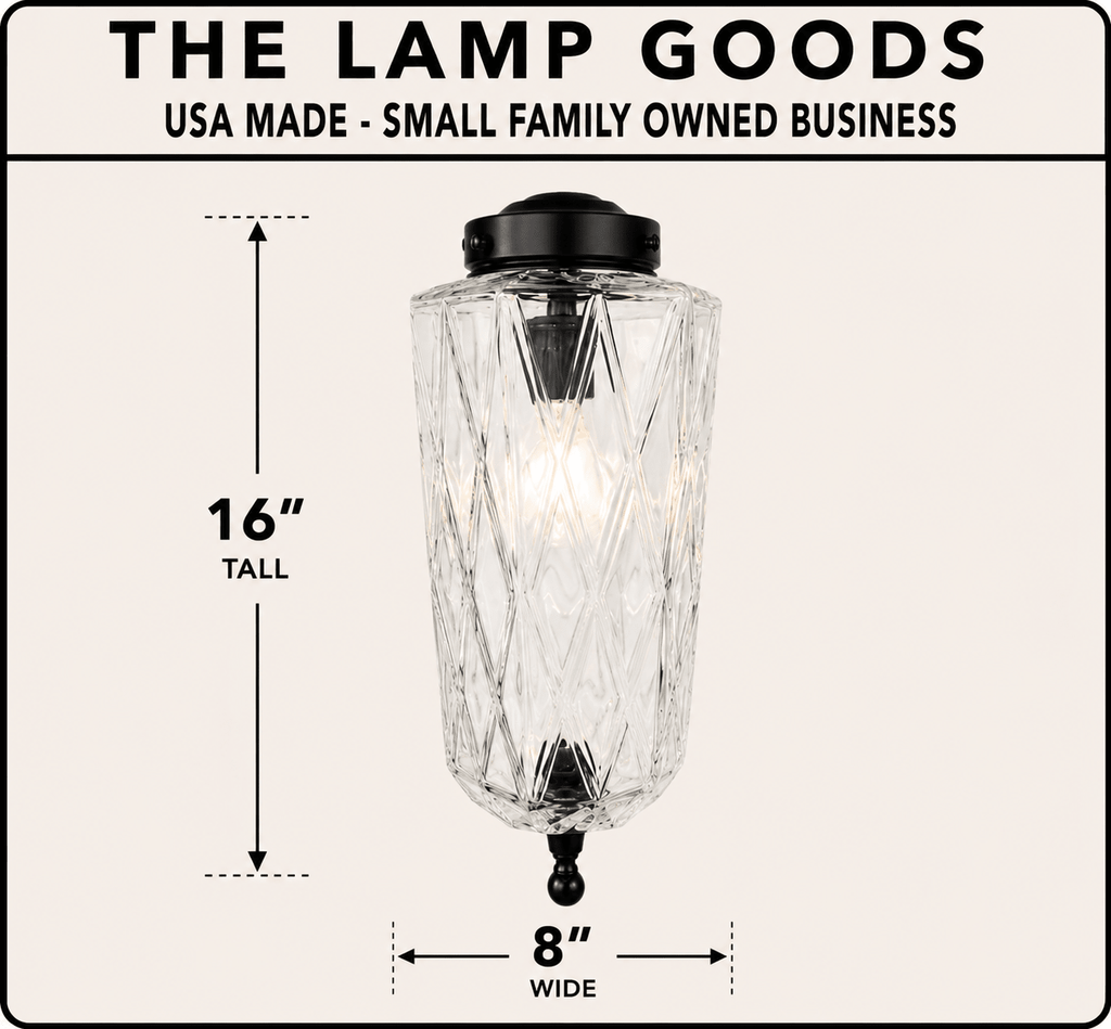 Vintage Diamond Prism Glass Pendant Light