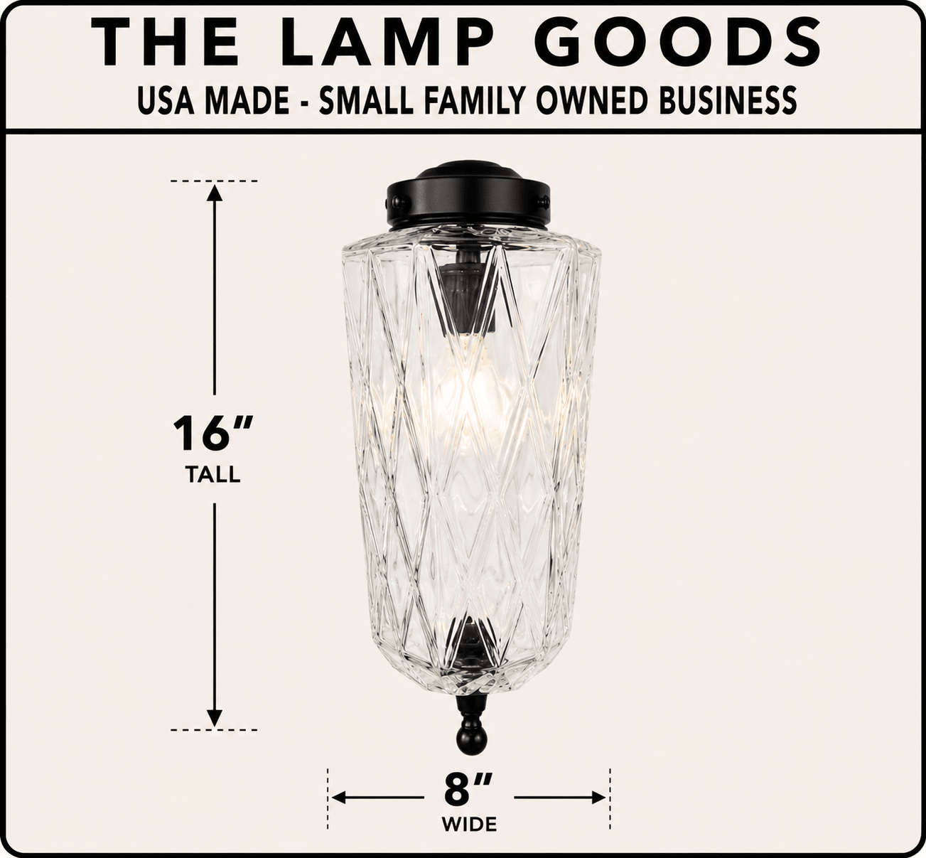 Vintage Diamond Prism Glass Pendant Light