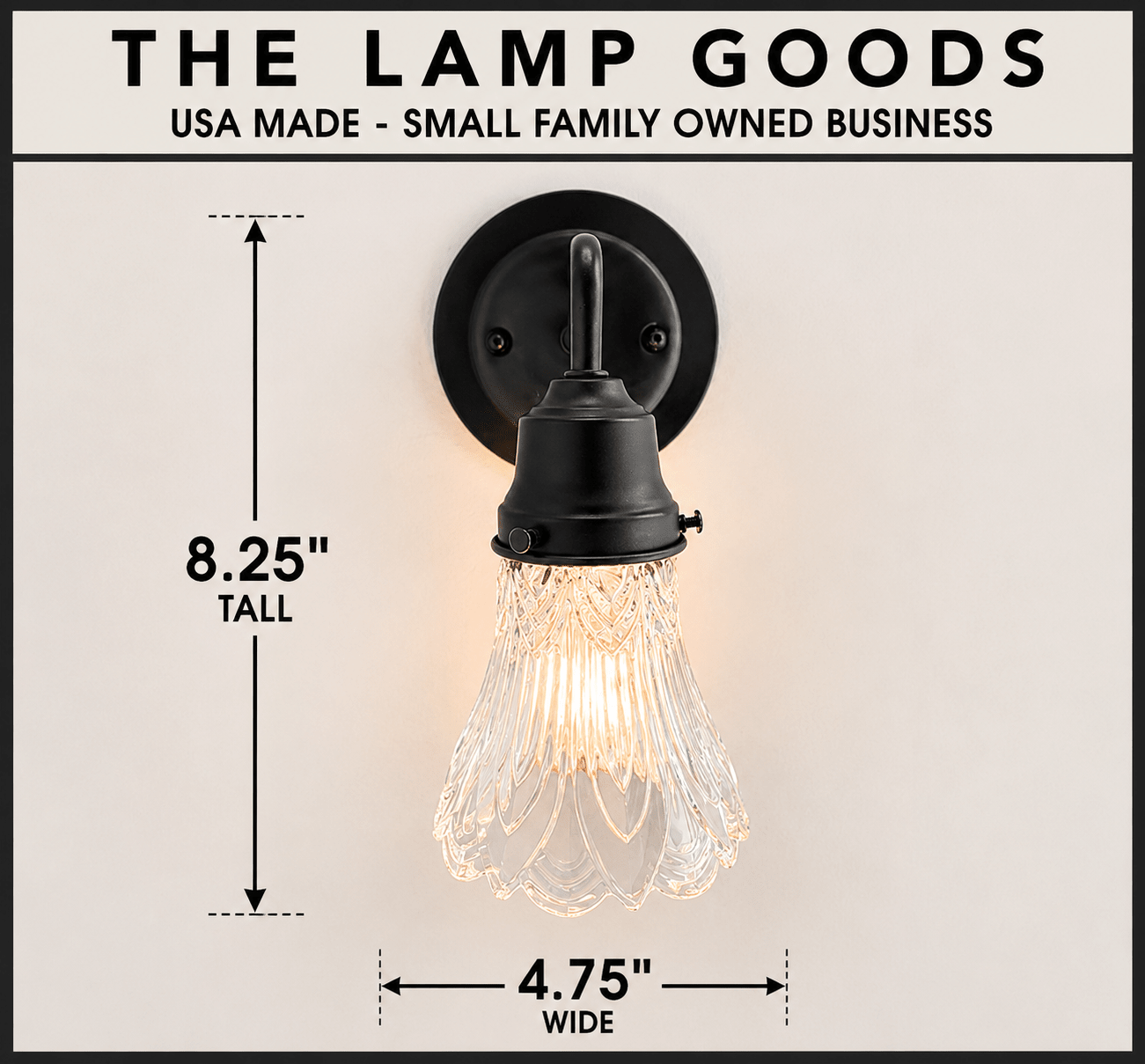 Clear Art-Deco Heavy Pressed Tulip Wall Sconce
