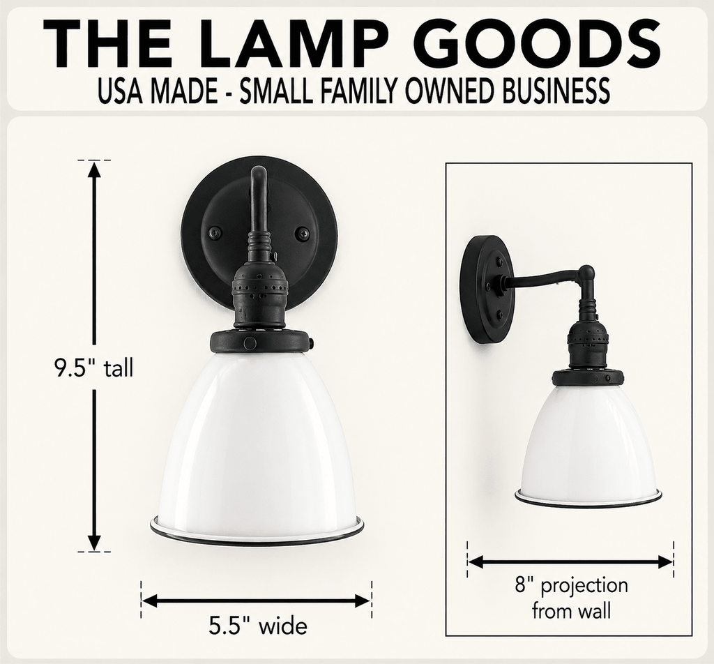 Petite White Enamel Farmhouse Wall Sconce Lighting