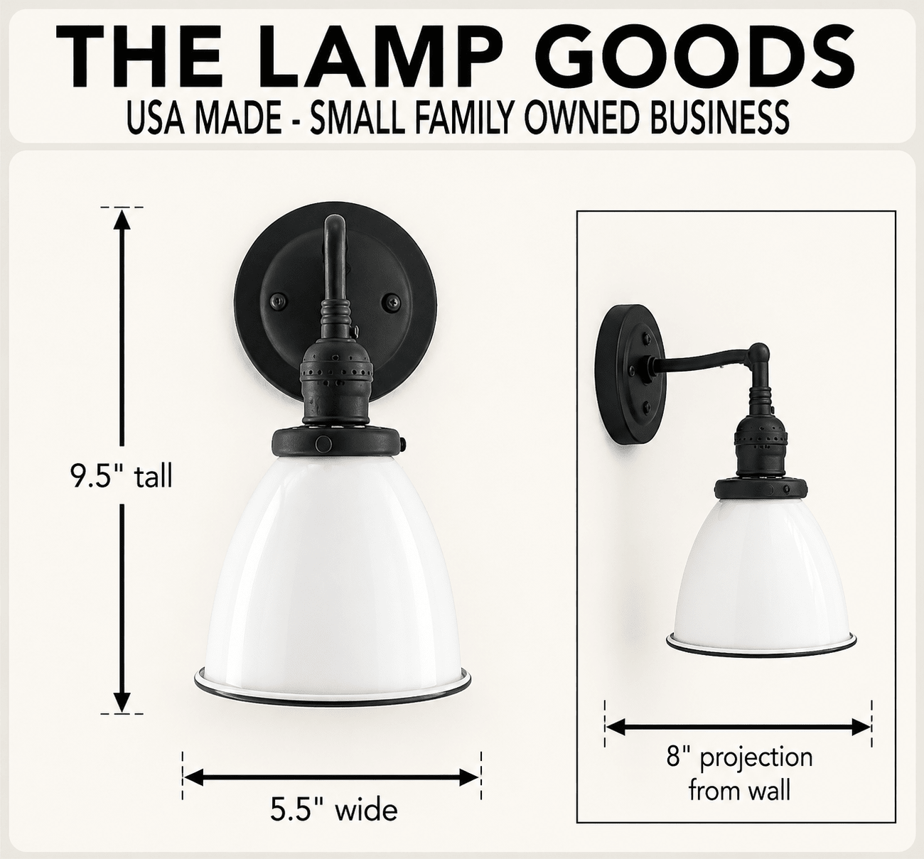 Petite White Enamel Farmhouse Wall Sconce Lighting