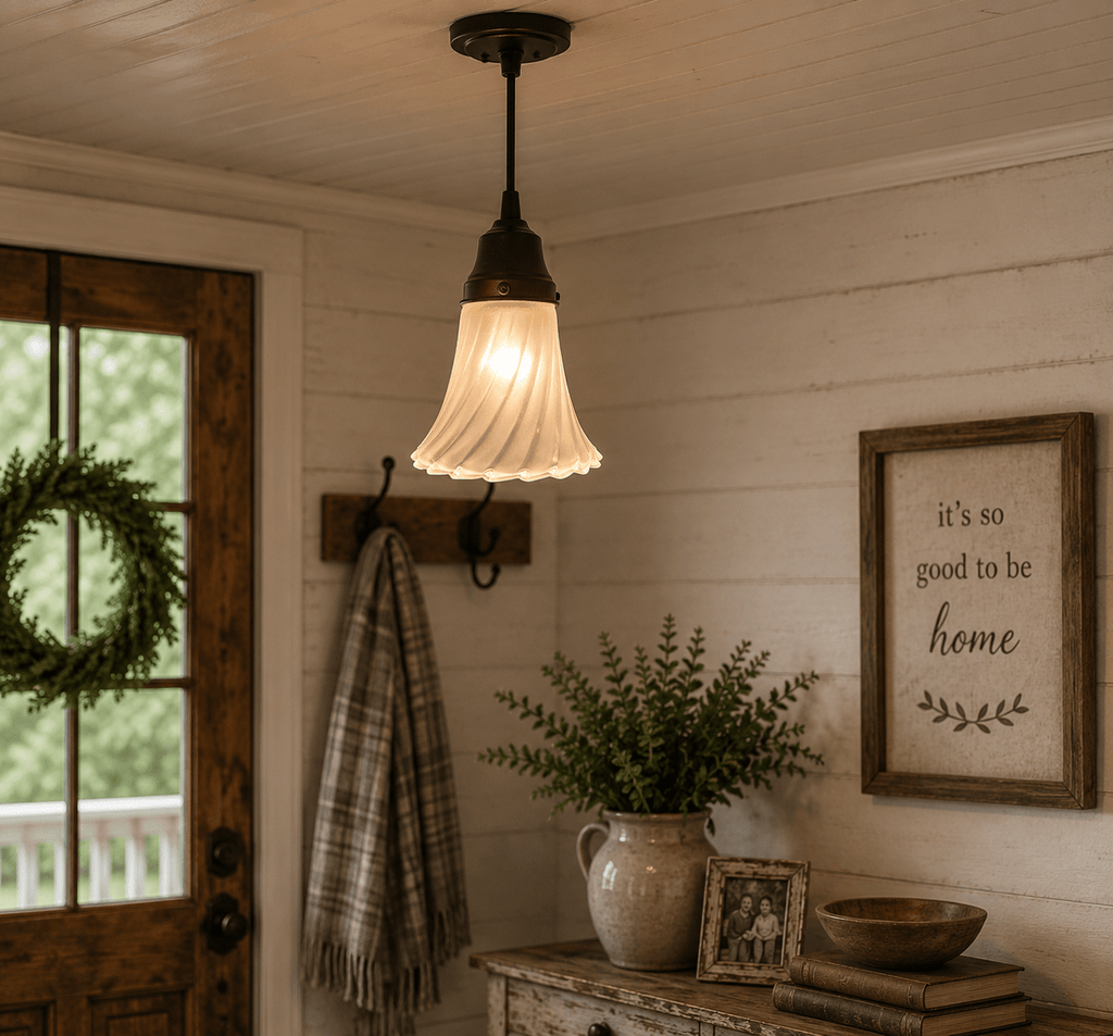 Vintage Frosted Spiral Pendant Light