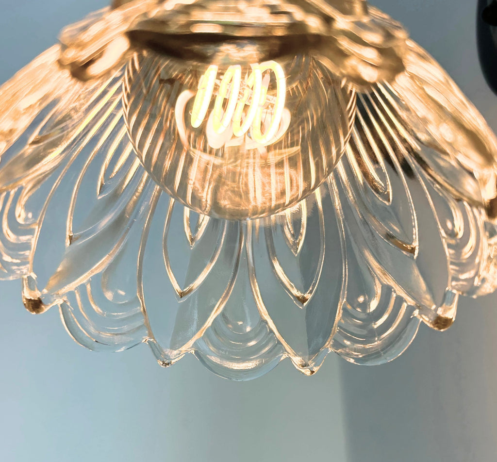 Clear Art-Deco Heavy Pressed Tulip Wall Sconce