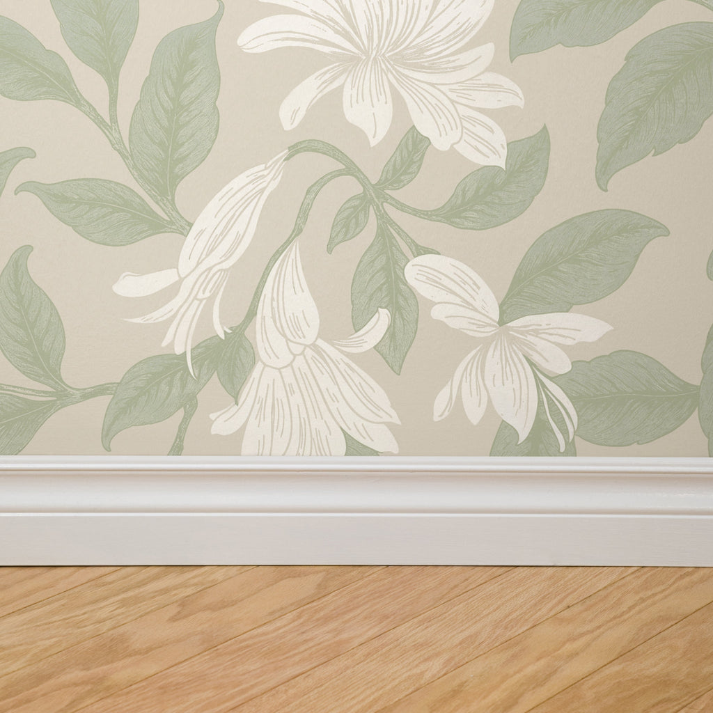 Poppy Honeysuckle Large (Cream) Wallpaper