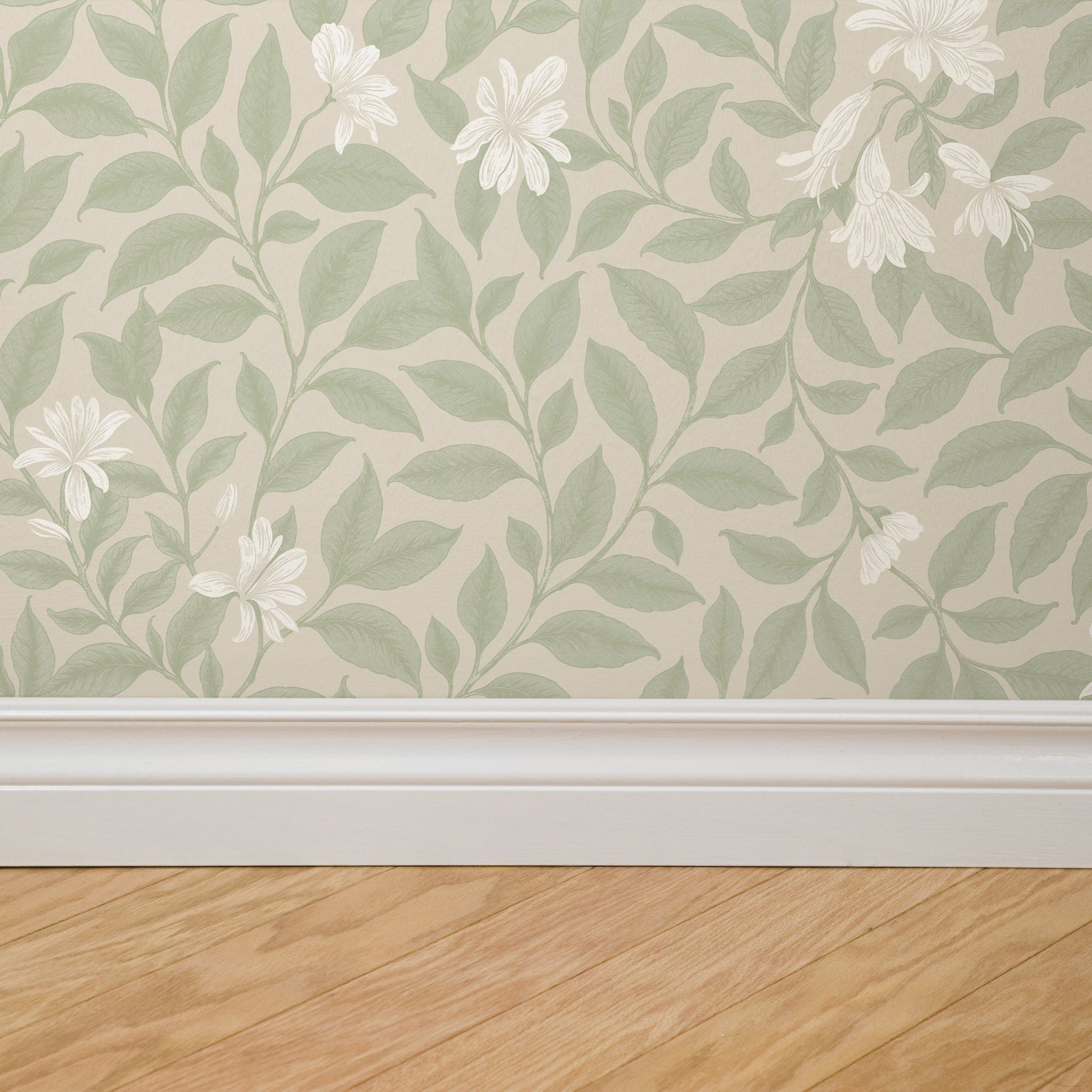 Poppy Honeysuckle Small (Cream) Wallpaper
