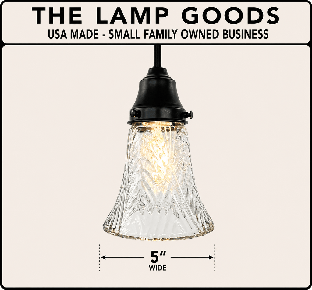 Clear Chevron Ribbed Vintage Pendant