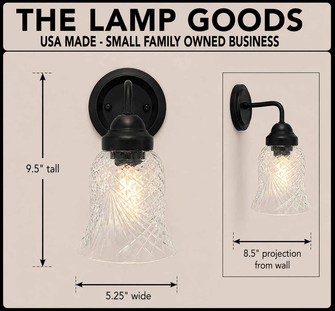 Clear Crosscut Crystal Style Wall Sconce