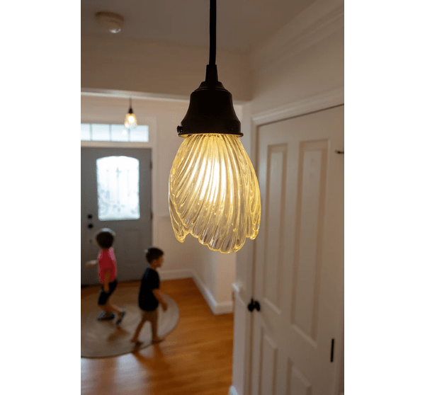 Clear Swirl Ribbed Heavy Vintage Pendant