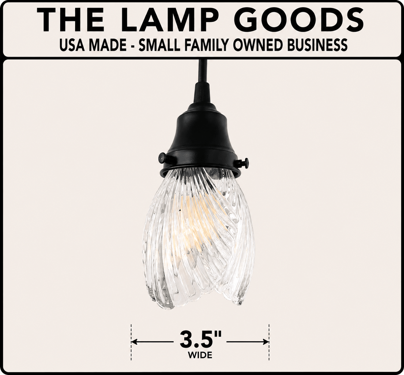 Clear Swirl Ribbed Heavy Vintage Pendant