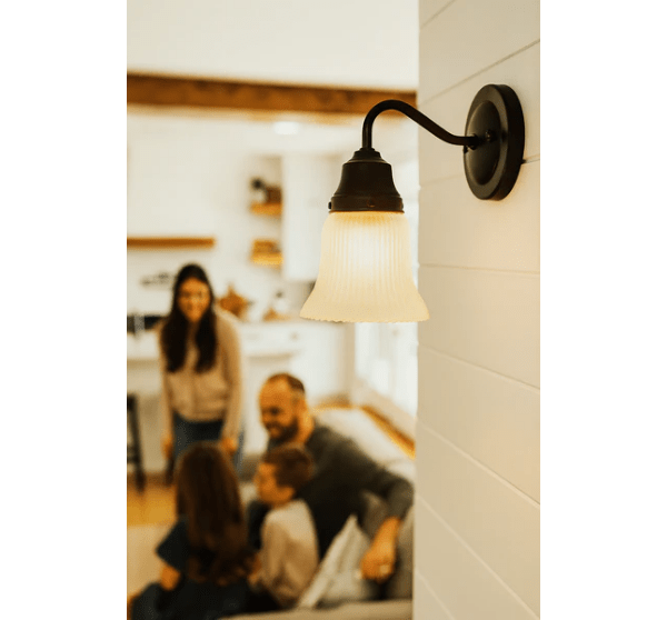 Frosted Bell-Shaped Holophane Glass Wall Sconce or Pendant Light
