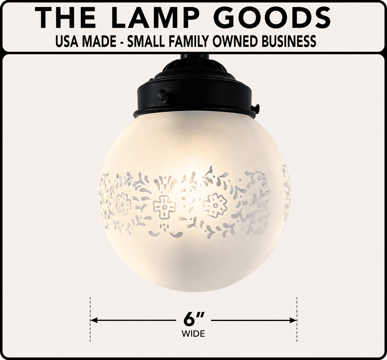 Frosted Floral and Cross Globe Pendant Light