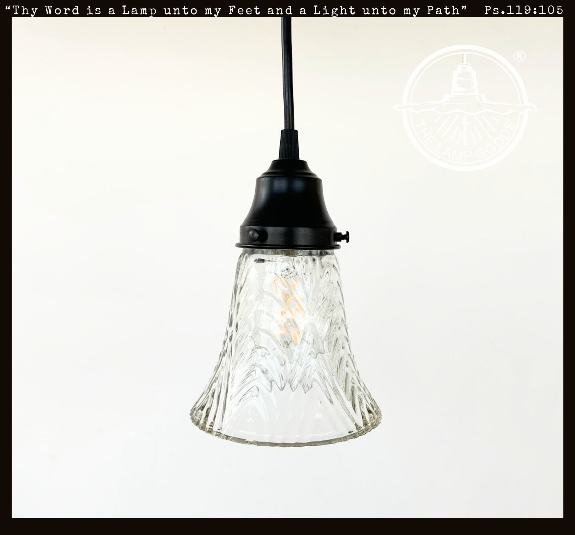 Clear Chevron Ribbed Vintage Pendant