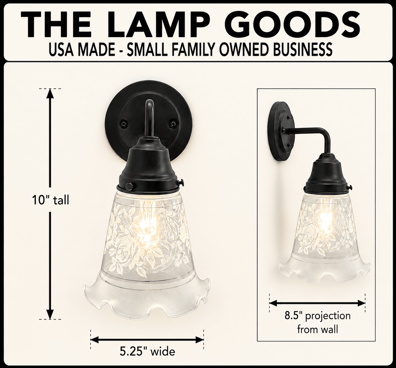 Rose Design Banded Frost and Clear Flare Wall Sconce