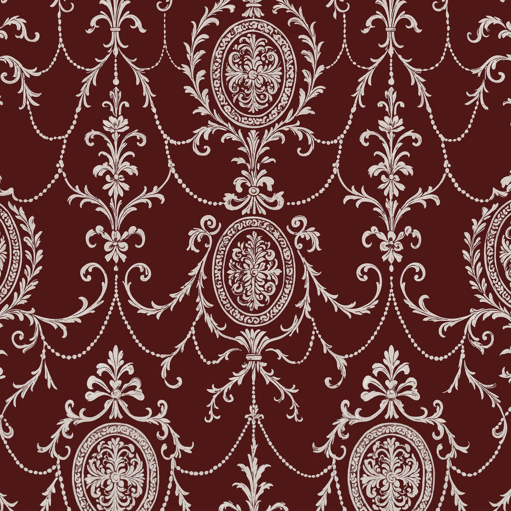State Room Scroll (Burgundy) Wallpaper