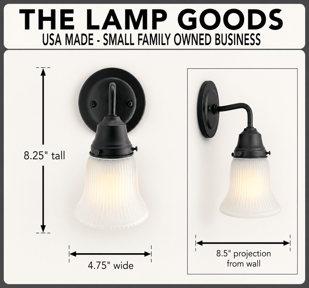 Frosted Bell-Shaped Holophane Glass Wall Sconce or Pendant Light