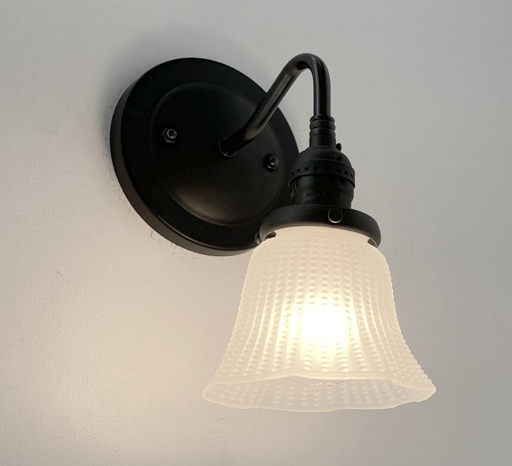 Frosted Antique 1930's HOBNAIL Glass Wall Sconce
