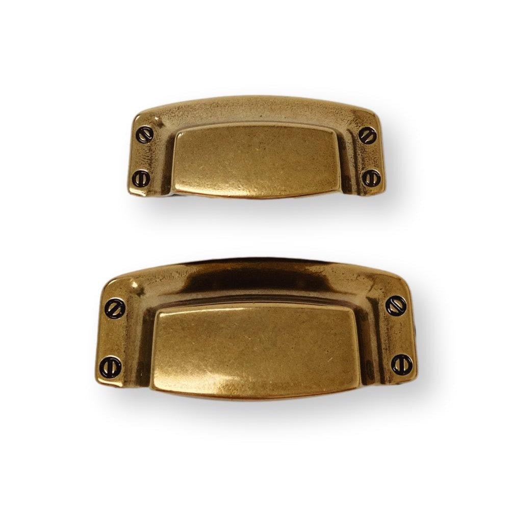 Drawer Cup Pull "Tuscany" in Antique Brass - Brass Cabinet Hardware