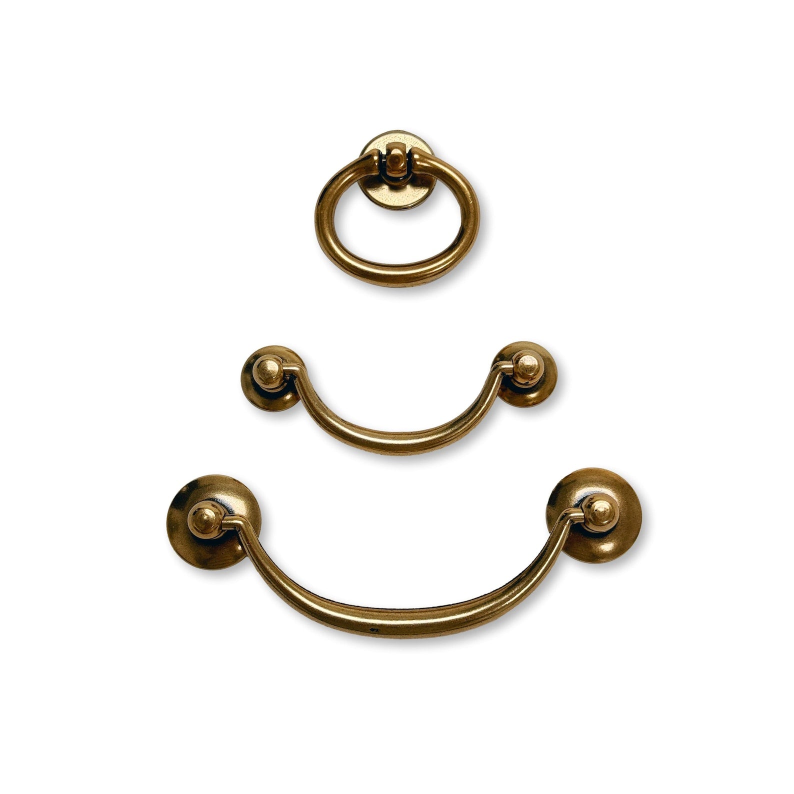 Brass Ring Pulls "Bail" Antique Brass Hardware