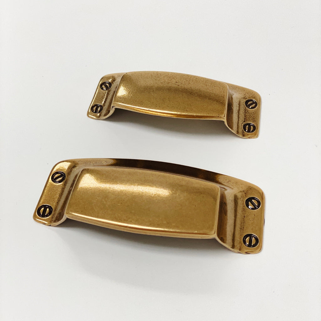 Drawer Cup Pull "Tuscany" in Antique Brass - Brass Cabinet Hardware