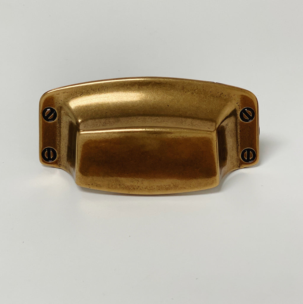 Drawer Cup Pull "Tuscany" in Antique Brass - Brass Cabinet Hardware