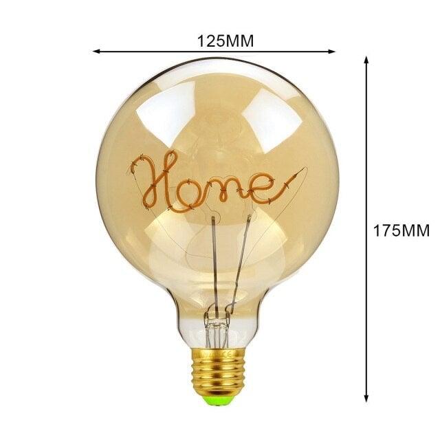 Luxury New LED Edison Bulb Retro Lamp Warm White Creative Letters Vintage Lamp Light Bulb Dimmable Antique Filament Round Decorative Light Bulbs Letters Design