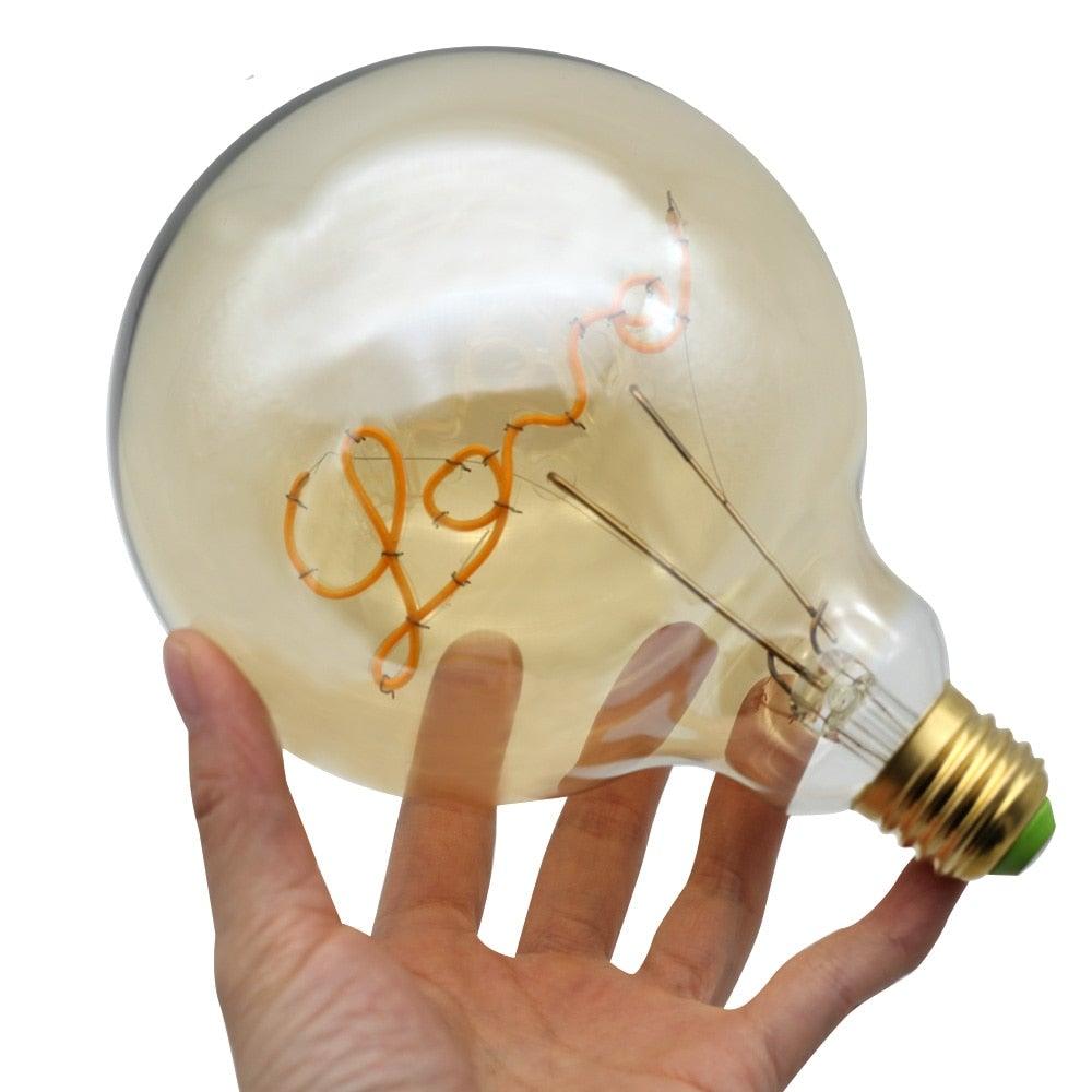 Luxury New LED Edison Bulb Retro Lamp Warm White Creative Letters Vintage Lamp Light Bulb Dimmable Antique Filament Round Decorative Light Bulbs Letters Design