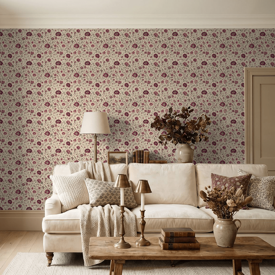Mulberry Chintz Wallpaper