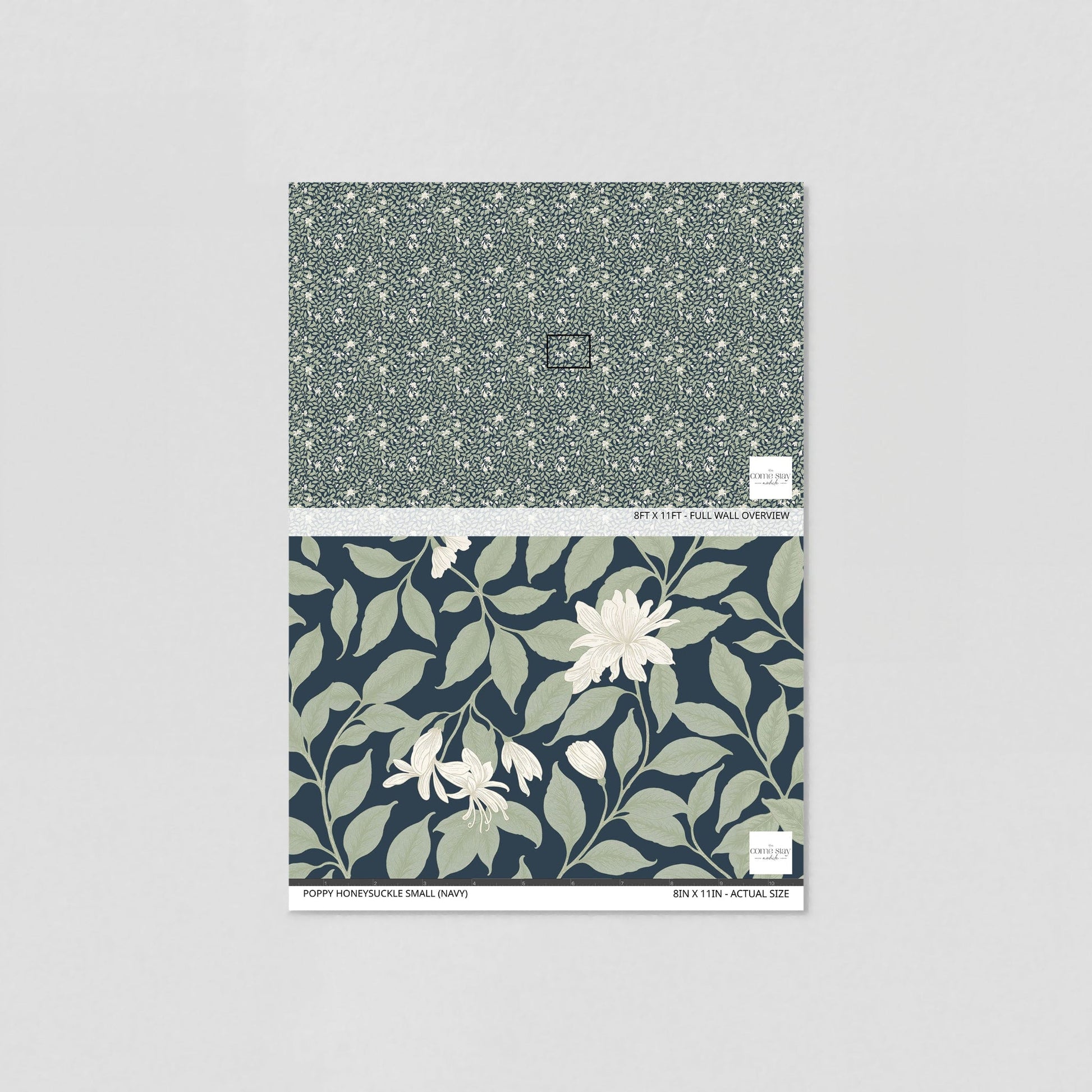Poppy Honeysuckle Small (Navy) Wallpaper