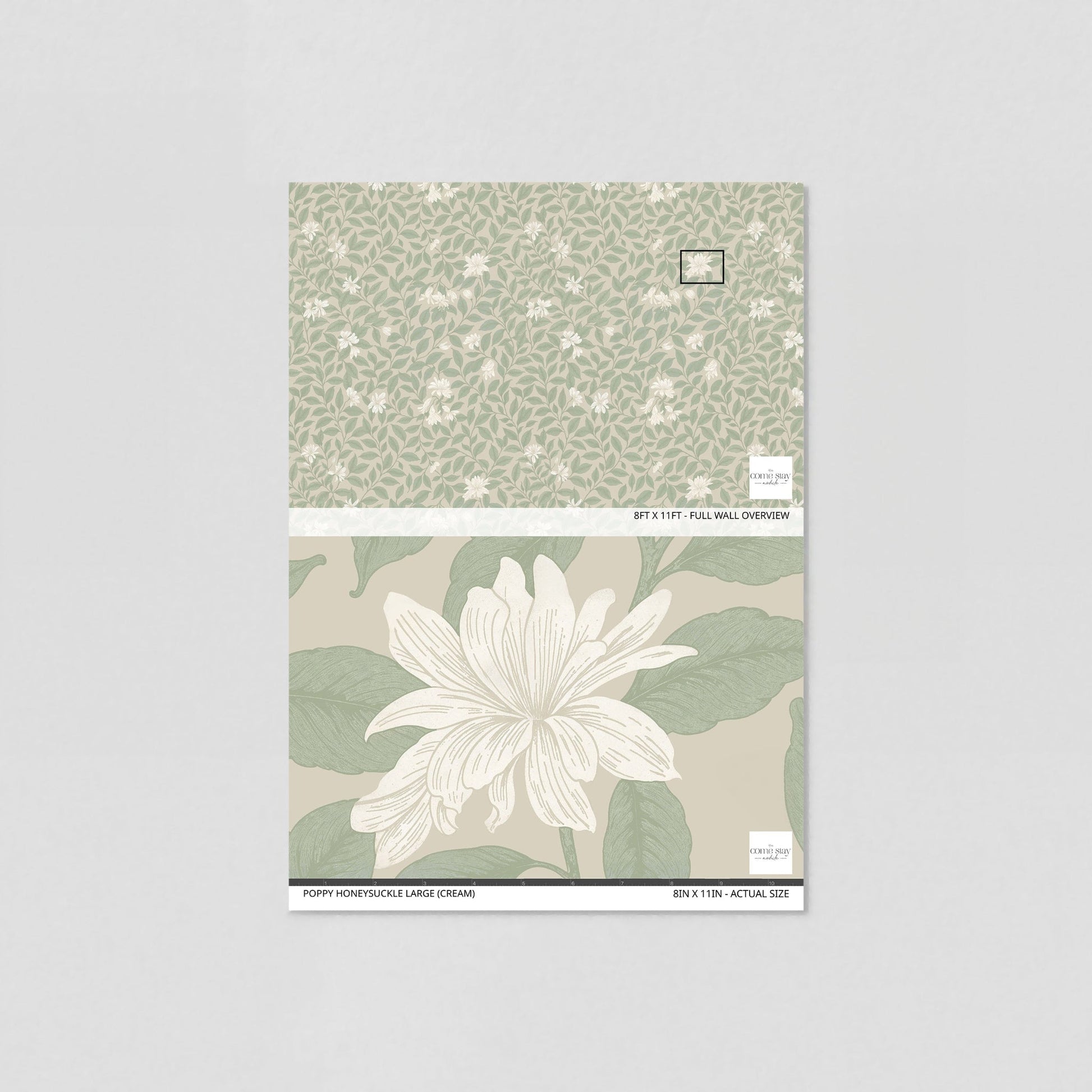 Poppy Honeysuckle Large (Cream) Wallpaper