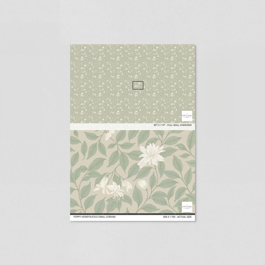 Poppy Honeysuckle Small (Cream) Wallpaper