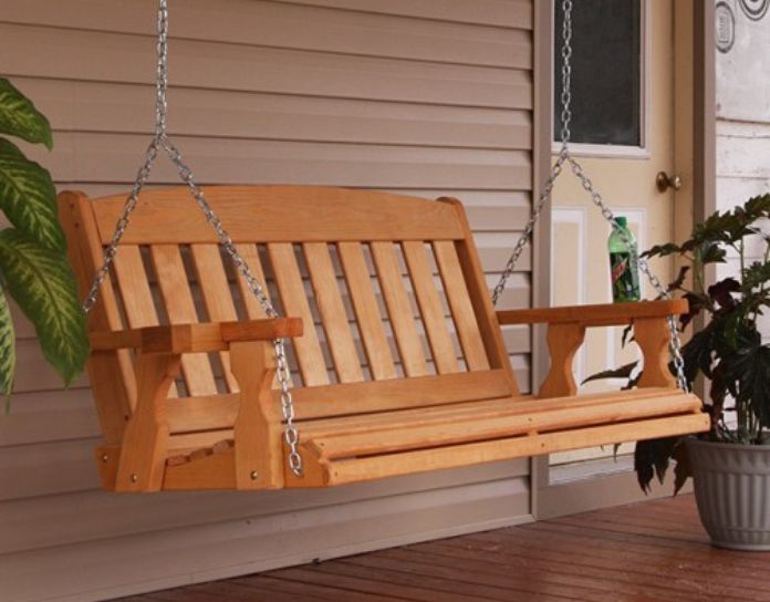 amish wooden front porch swing