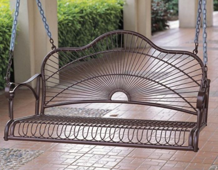 wrought iron porch swing