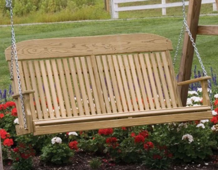 highback wooden front porch swing