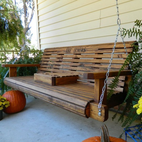 rollback wooden front porch swing